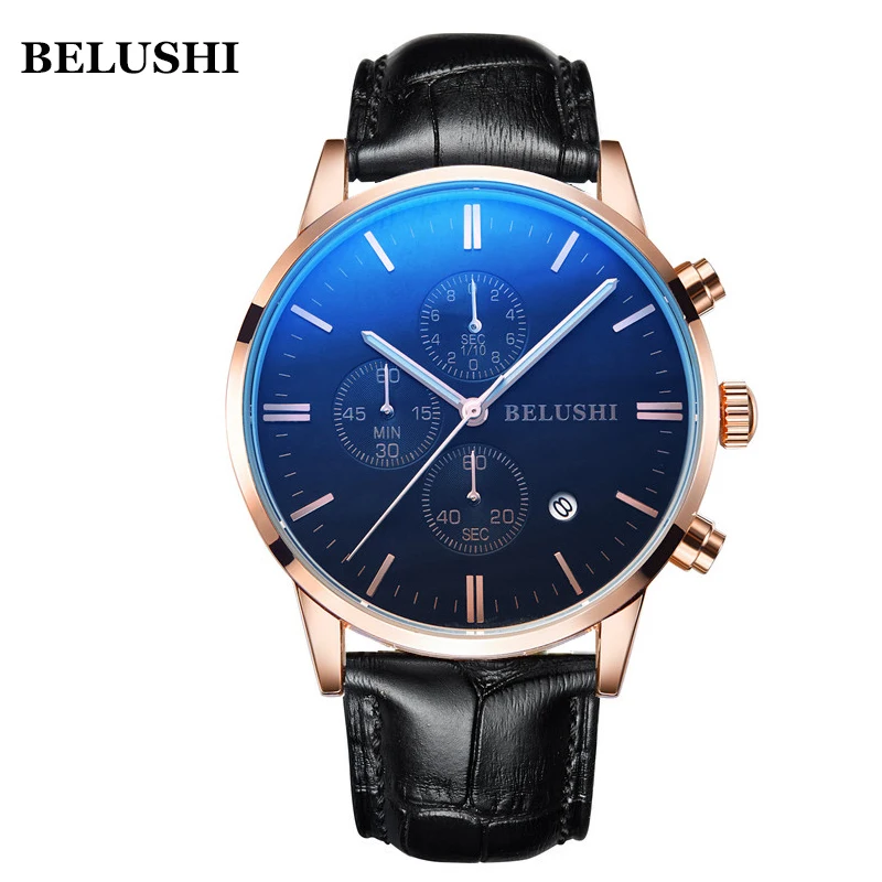 

Belushi Top Brand Mens Watches Top Brand Men's Sport Watch Men Casual Leather Quartz Watch Men Waterproof Relogio Masculino