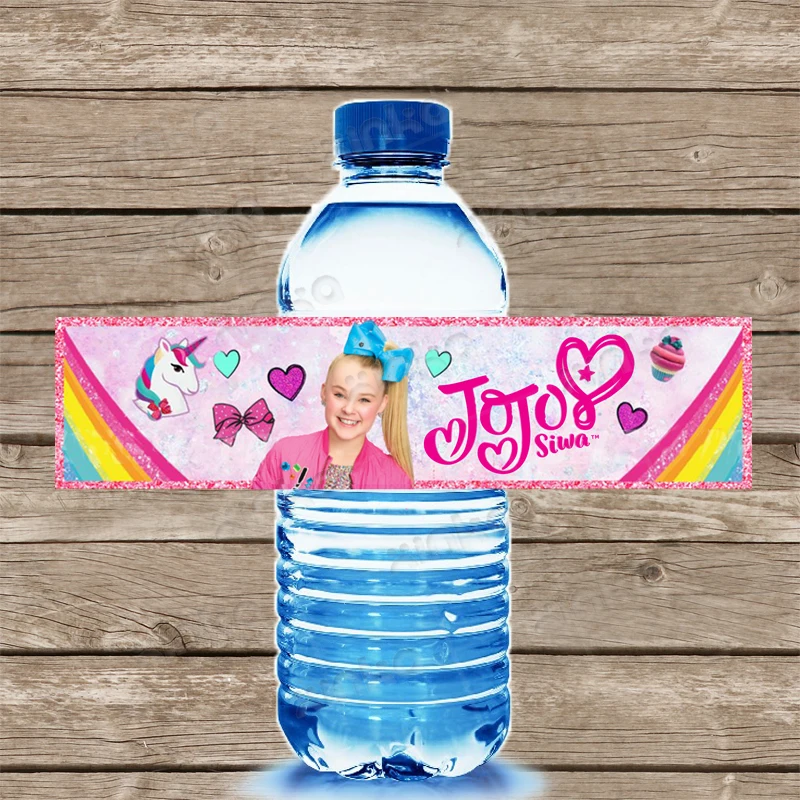 JoJo Siwa этикетка для бутылок с водой, JoJo Siwa этикетка для воды, этикетки для бутылок с водой на день рождения, вечерние украшения, украшения для детей