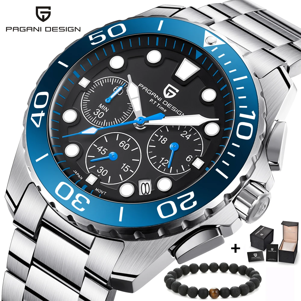 PAGANI Дизайн лучший бренд класса люкс военные Для мужчин часы Нержавеющая сталь хронограф Кварцевые наручные часы relogio masculino