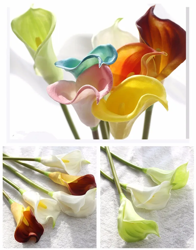 Artificial calla lily flower simulation real touch flowers hand bouquet flores wedding decoration fake flowers party supplies (10)