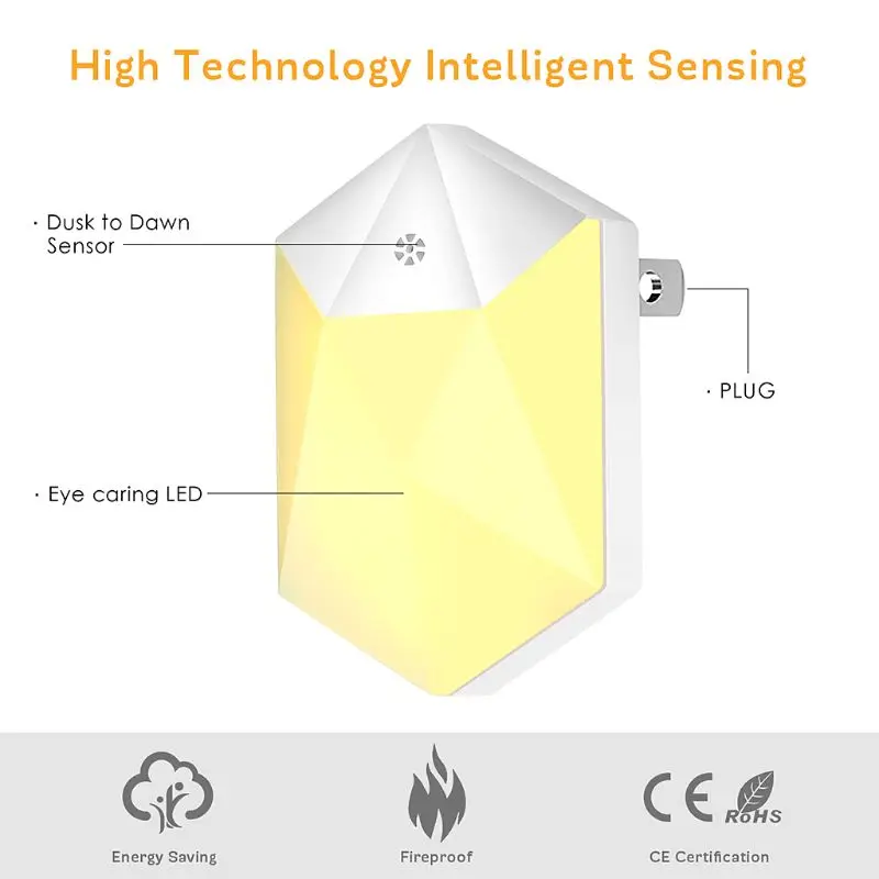 AC110v-240V, теплый светодиодный ночник, декор для комнаты, датчик освещения, настенная розетка, лампа для дома, украшения для спальни