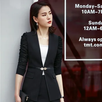 

Novelty Black 2018 Spring Summer Formal Uniform Styles Blazers Jackets Female Outwear Ladies Tops Clothes Work Wear Coat