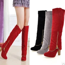 Новинка женские сапоги до колена модные высокие мотоботы осенняя обувь на высоком каблуке женские ботинки