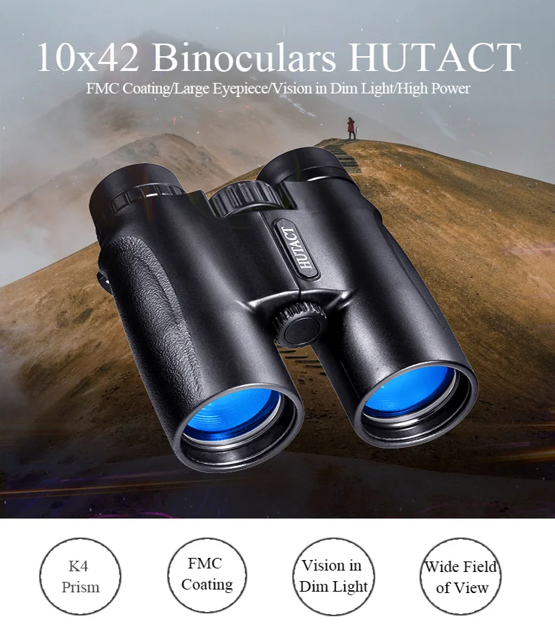 HTK-65-01 Открытый Портативный альпинистский бинокль высокой четкости HD 10x42
