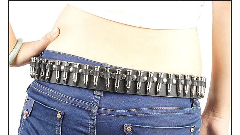 Genuine Leather Punk Bullet Belt 