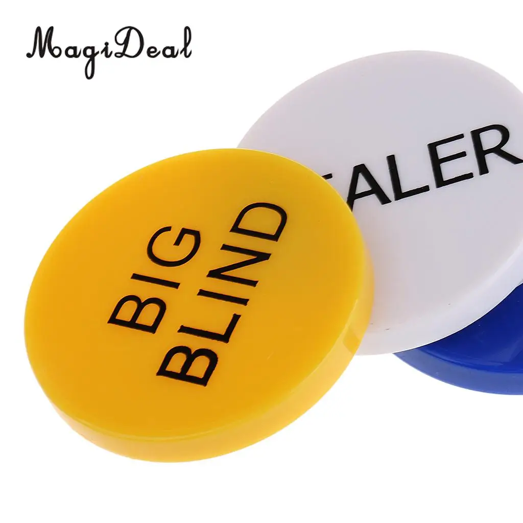 MagiDeal High Quality Set of Small Blind Big Blind Dealer Button for Funny Party Club Pub Poker Card Casino Game Parts 5cm Mutil