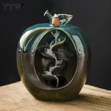 Яблоко/Груша Форма горелка для благовоний с обратным потоком водопад ладан держатель керамический градиент Цвет Курильница ручной работы лампа для ароматерапии