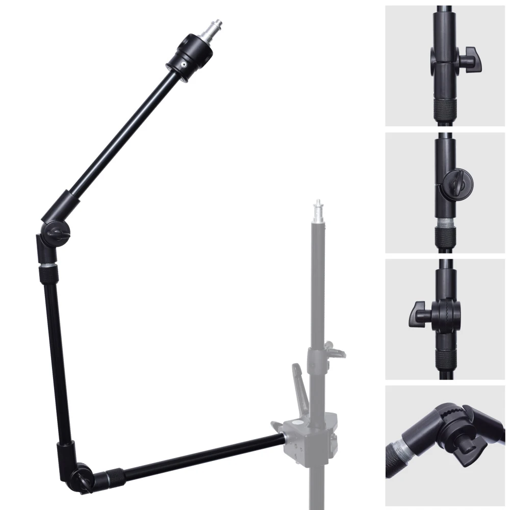 

3-Section 360 Degree Adjustable Articulated Articulating Boom Arm w/ 1/4" 3/8" Thread for Photography Flash Light