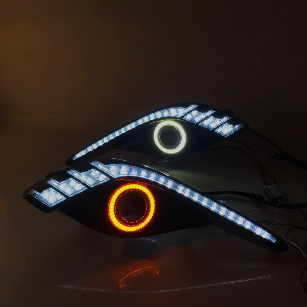 RQXR противотуманная фара вождение свет в сборе для Mazda 6 atenza cob angel eye светодиодные дневные ходовые огни сигнал поворота синий ночной режим