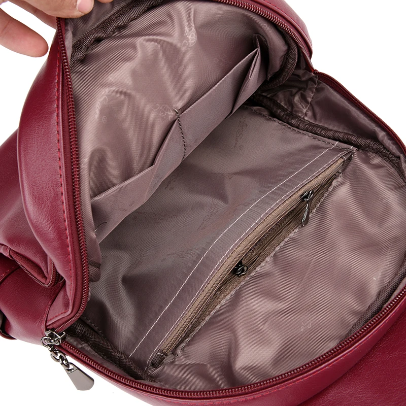 Casual Double Zipper Women Backpack Large Capacity School Bag For Girl Brand Leather Shoulder Bag 2 - 32949324535