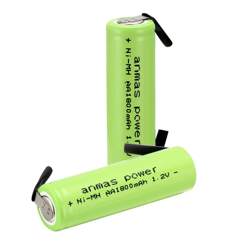 2 шт AA 1,2 V 1800mAh Ni-MH NiMH аккумуляторная батарея для электробритва бритвы