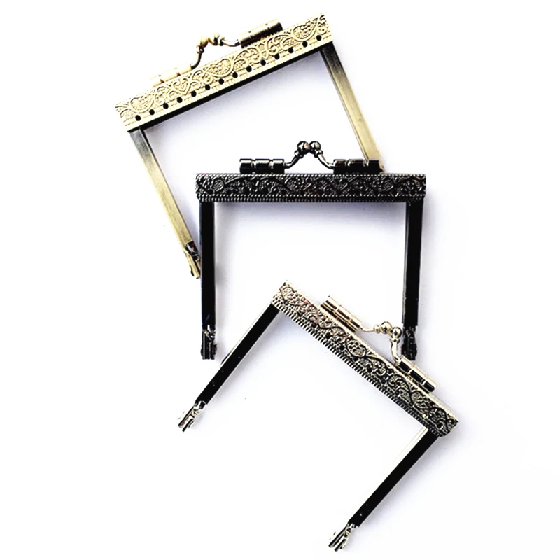 

10Pcs Flower Embossed Ball Heads Rectangle Metal Frame Kiss Clutch Buckle Clasps Handbag Bag Coin Purse Handle Accessories 7.5cm
