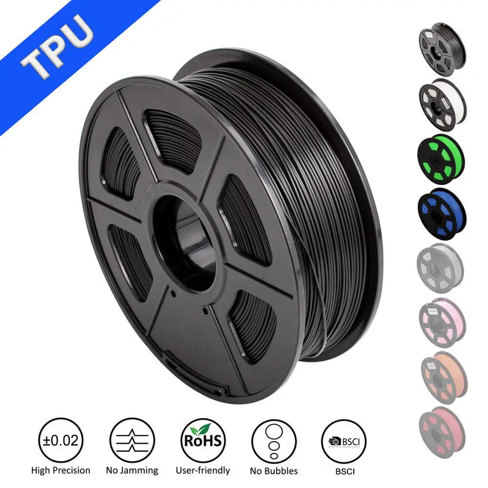 

3D Printer TPU Flexible Filament 1.75mm 1 kg Spool fast ship new Black Elastic tpu for flexible soft model printing