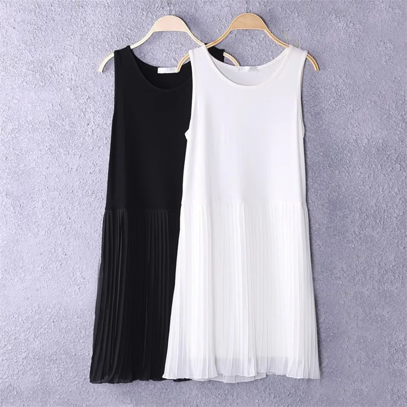 

New Spring Summer Pleated Dress Women Chiffon Patchwork Spaghetti Strap Dresses Lady Bottoming Tank Dress Sundress Vestidos A769