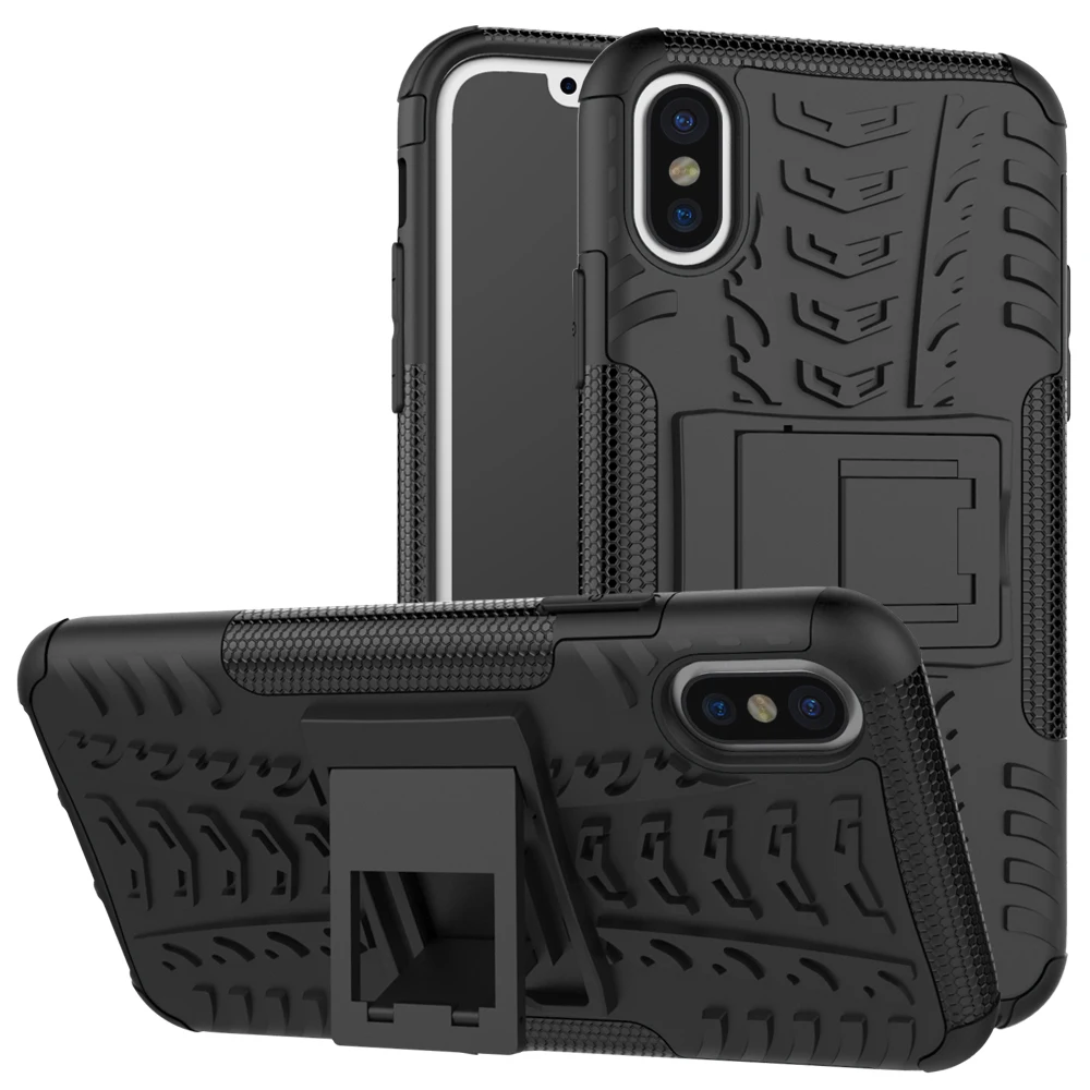 

Heavy Duty Armor Case Coque Fundas for iPhone X 8 8 Plus 7 7 Plus 6 6S Plus Kickstand Tire Style Tough Strong Armor Case Cover