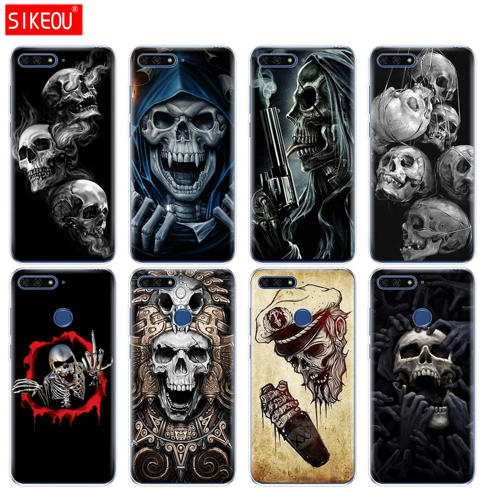 Силиконовый чехол для телефона Huawei Honor 7A PRO 7C Y5 Y6 Y7 Y9 2017 2018 Prime Horror Skull|Бамперы| |