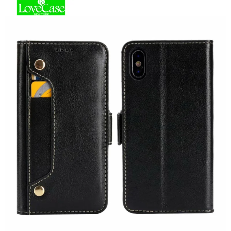 LoveCase IX Real Genuine Leather Phone Bag Case For iPhone X 8 7 Plus 6 6S Plus Cell Phone Card Holder Flip Cover Cases Newest
