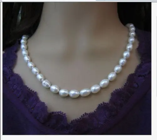 

single strands 10 -11mm baroque white pearl necklace 18"14k/20