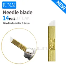 0.2Mm 50Pcs Pcd 14Pins Microblading Needles Circular Arc Needle Blade Manual Tattoo Pen’S Needle Blade Needle