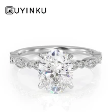 GUYINKU центр 1ct 5x7 мм EF цвет овальной огранки Муассанит под Halo обручальное кольцо ювелирные украшения для женщин свадебный подарок