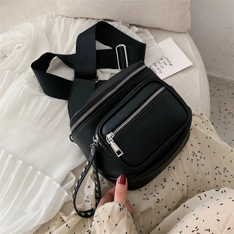 Сумка на пояс TOYOOSKY, поясная сумка, сумка на пояс, мягкая кожа, нагрудная сумка, сумка на плечо, повседневная сумка через плечо - Цвет: Black
