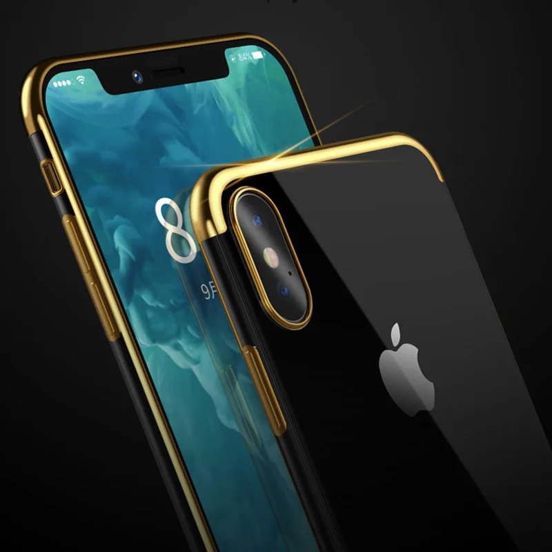 

Fashion Soft Back Cover Case For Apple iPhone 5 5S SE 6 6S 7 8 Plus X 10 Ten Case Silicone Phone Protector Gold Silver Coque