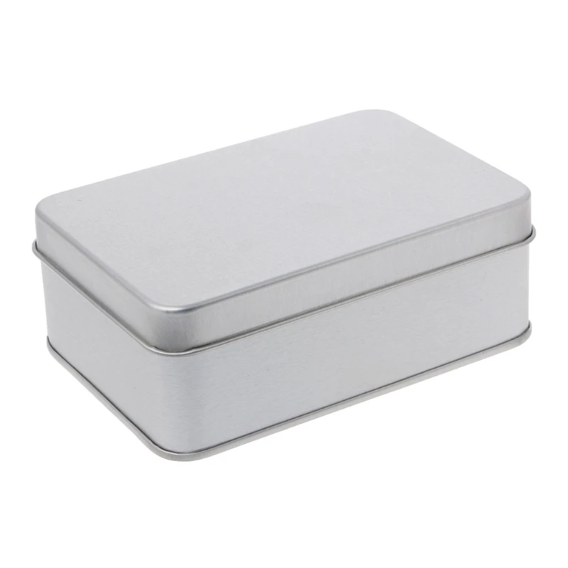 OOTDTY Small Metal Storage Box Tin Silver Storage Box Case Organizer For Money Coin Candy Key