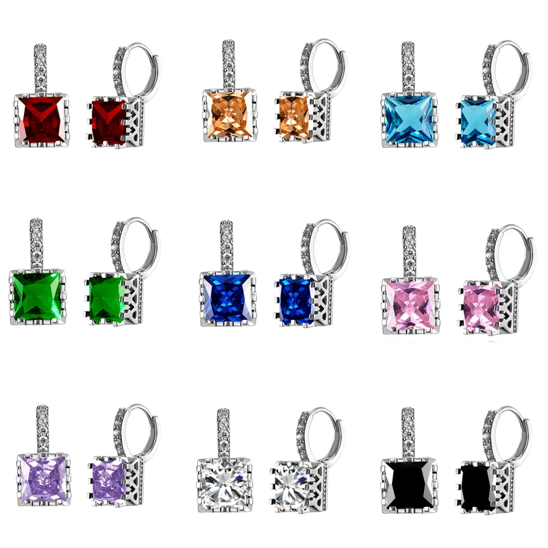 Квадратные кубические циркониевые серьги-гвоздики круглой формы для женщин, очаровательные серьги-гвоздики, ювелирные изделия, подарок для девушек, свадебные аксессуары для невесты