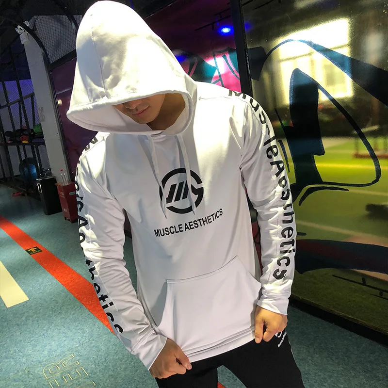 

FRMARO 2019 Men Hoodies Pocket Embroider Side Zipper Gyms Bodybuilding Sweatshirt Cotton Sweatshirts Hooded Pullover 2 Color