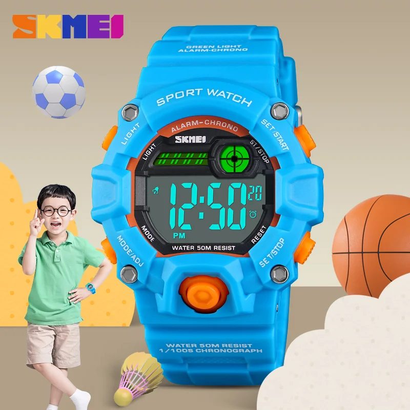 SKMEI спортивные детские часы Детские водонепроницаемые электронные светодиодный цифровые часы детская Неделя дисплей студенческие часы для девочек и мальчиков
