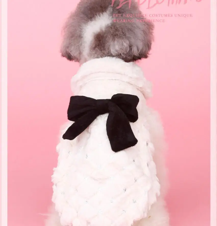 Собака пальто элегантный Тедди Кот одежда Осень Мягкая бантом Блестками одежда для маленьких Одежда для собак XS S M L XL