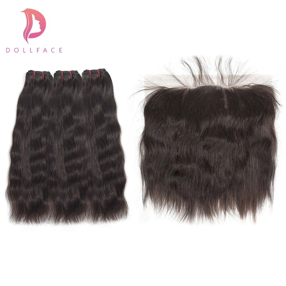 

Dollface Raw Indian Virgin Hair Bundles with Frontal Natural Straight Hair Bundles with Frontal Hair Extension Free Shipping