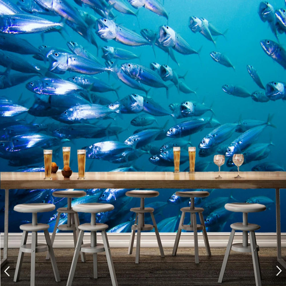 Alarge number of fish in the sea 3d wallpaper papel de parede living room sofa TV wall bedroom restaurant bar mural | Обустройство