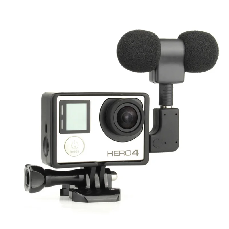 

Mini Stereo Microphone For Gopro Hero 4 3+ 3 Accessories Protective Frame Case Mount For Go Pro Action Camera 3.5Mm No Noise Mic
