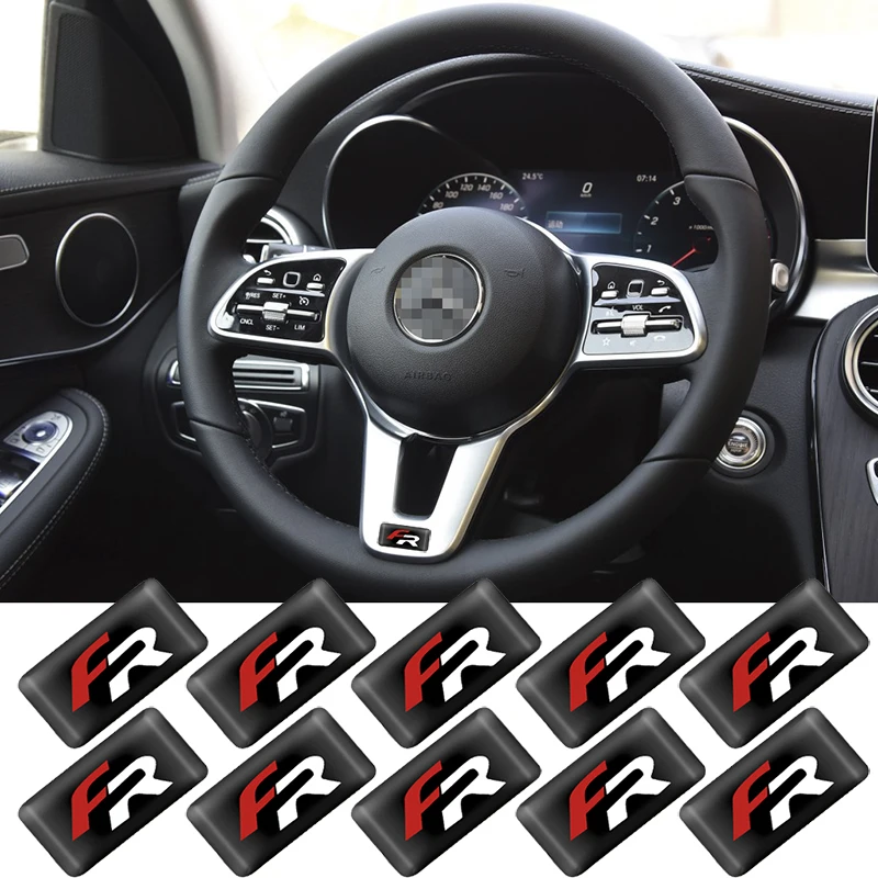 

10pcs Car styling FR small Decorative Badge Hub caps Steering wheel for Seat Leon 2 FR Car Emblem Sticker Auto Accessories