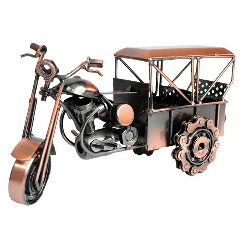 

Retro Three-wheeled Motorcycle Metal Sculpture Vintage Tuk-tuk Iron Art Home Decor Birthday & Festival Gift Decoration Craft