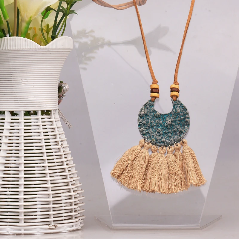 Женское ожерелье с подвеской в виде полумесяца Amader длинное кожаное богемном