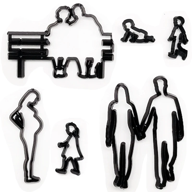 11PCS Plastic Family Cookie Cutter People Man Woman Children Baby Fondant Cutter Baking Figure Cake Mold Cake Decorating Tools