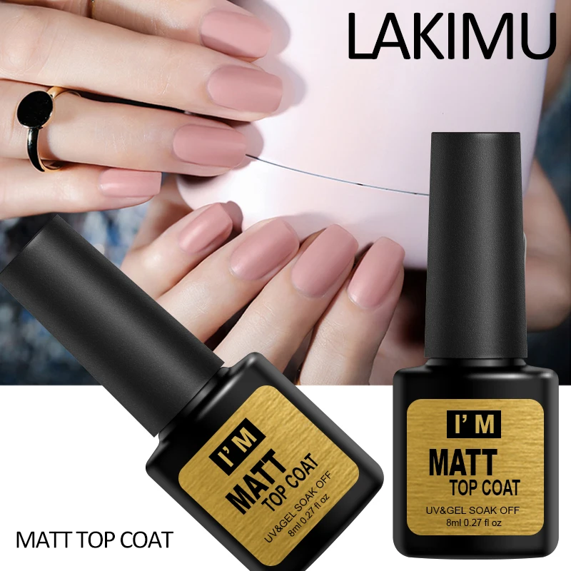 

Lakimu Matt Top Lacquer Gel Varnish Nail Art 8ml Soak-Off Frosted Surface Nail Primer Gel Matte Top Coat UV Gel Nail Polish Tips