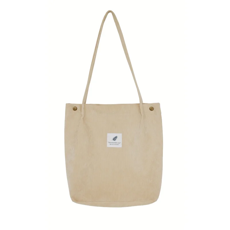 Корейская женская сумка через плечо, Студенческая сумка из ткани, Большая вместительная сумка, Вельветовая сумка для покупок - Цвет: beige