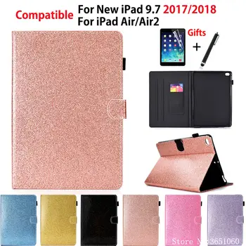 

Glitter Case For Apple iPad 9.7" 6th Generation 2018 2017 A1893 A1954 Cover For iPad Air 1 2 Funda Tablet Stand Coque +Film+Pen