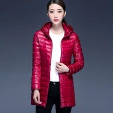 Новое Брендовое женское длинное зимнее теплое пальто женское ультра легкое 90% белое пуховое пальто Женская парка с капюшоном женские куртки