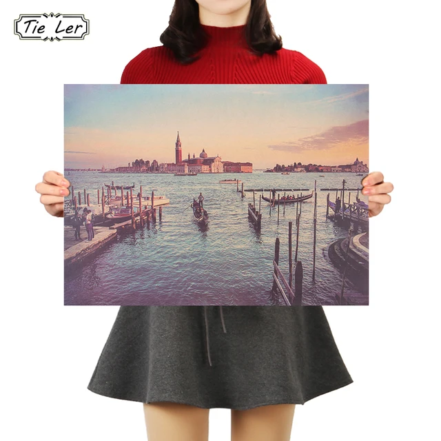 Best Price TIE LER Nostalgia Retro Kraft Paper Poster Water City Home Decor Stickers Bar Cafe Room Decoration Wall Stickers 50*35cm Best Price TIE LER Nostalgia Retro Kraft Paper Poster Water City Home Decor Stickers Bar Cafe Room Decoration Wall Stickers 50*35cm