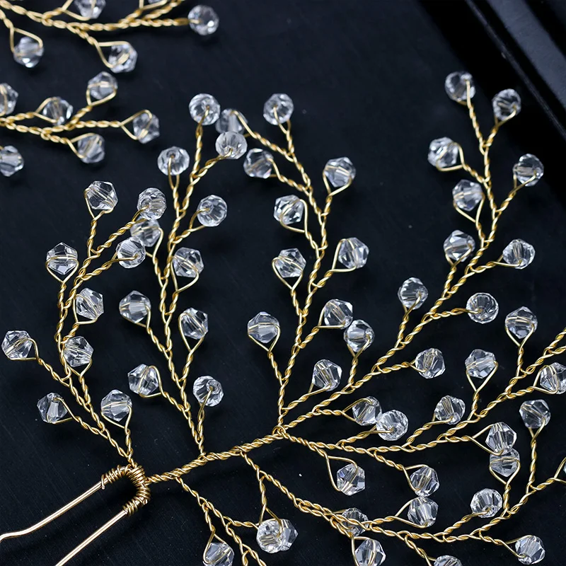 Branch Crystal Gold Color Hair pins (1)