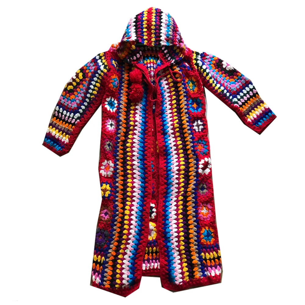 Free Shipping 2019 New 100% wool Coat For Women Plus Size Loose Outerwear Long Sleeve Maxi Hand Made National Sweaters With Hood Free Shipping 2019 New 100% wool Coat For Women Plus Size Loose Outerwear Long Sleeve Maxi Hand Made National Sweaters With Hood