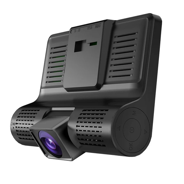 Amprime 4” three way car dvr fhd three lens video recorder camera 170 wide angle dash cam g-sensor and night vision camcorder
