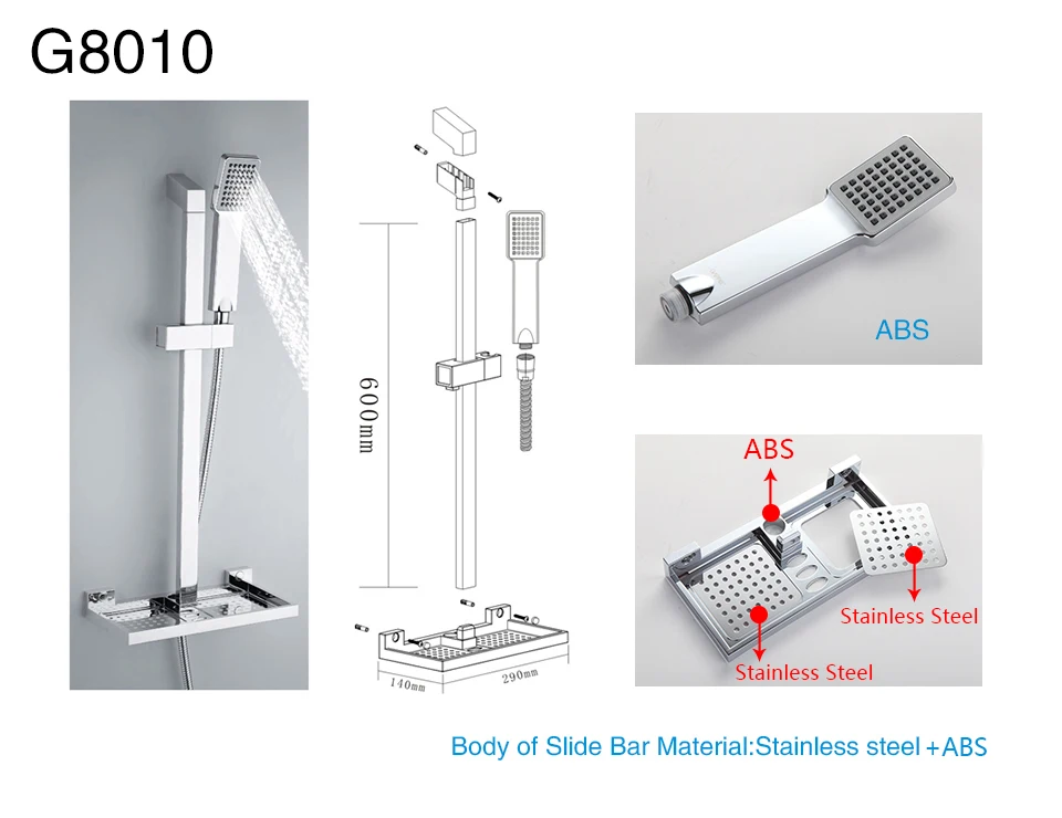 GAPPO горка для ванной комнаты из нержавеющей стали набор для душа ручной душ бар настенный ручной душ Набор шланг мыльница - Цвет: G8010
