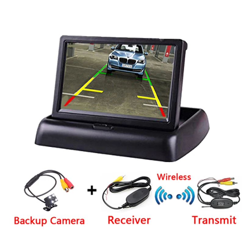 4.3" Foldable TFT LCD Monitor Car Rear View System Backup Reverse Camera