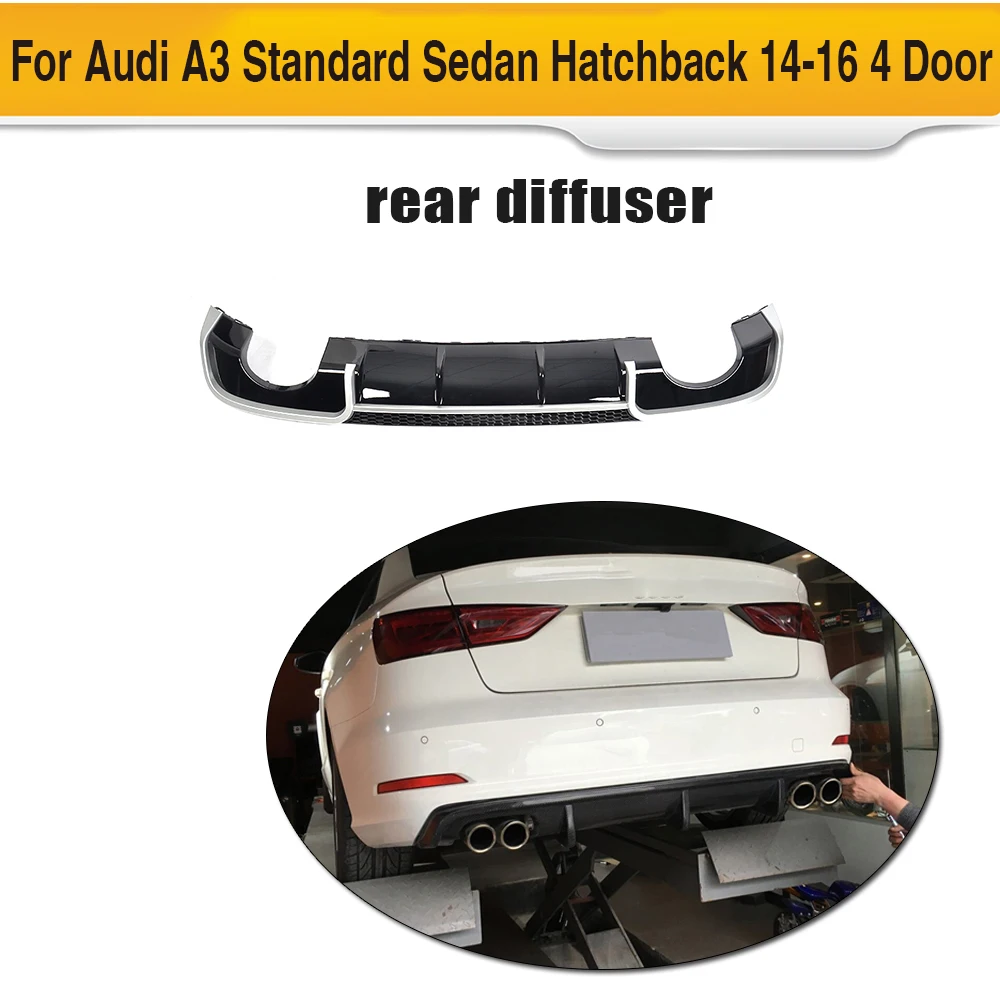 

Black FRP Car Racing Rear Diffuser Lip Spoiler for Audi A3 Standard Sedan Hatchback 14-16 4 Door 8V Non Sline Four outlet