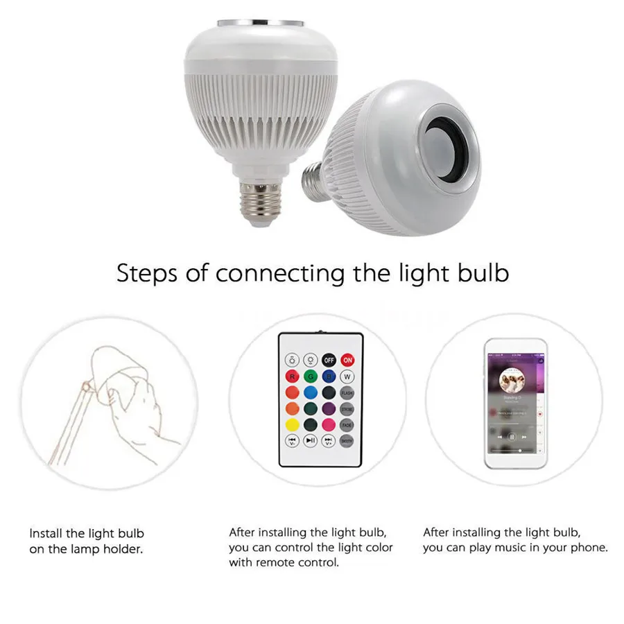 Lâmpadas Led e Tubos rgb dimmable lâmpada led música Item : Rgbw Bluetooth Led Bulbs